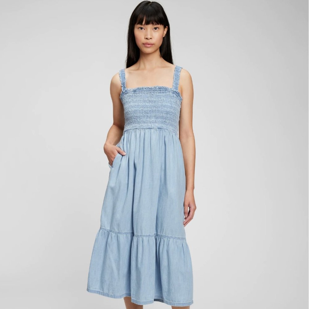 NWT Organic Cotton Smocked Midi Tank Dress with Washwell Small